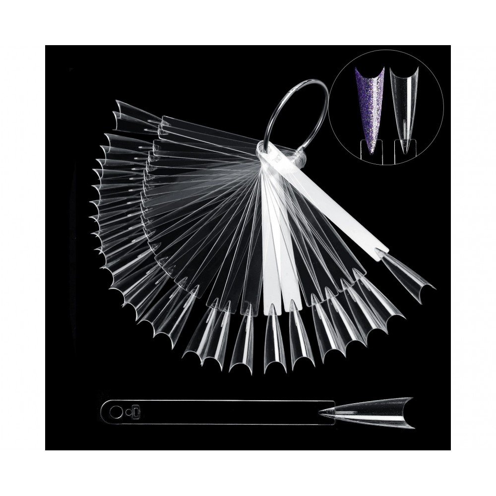 32785-1000x1000-1 Δειγματολόγιο Νυχιών Σε Κρίκο Stiletto Διάφανο A 50Pcs - Image 1