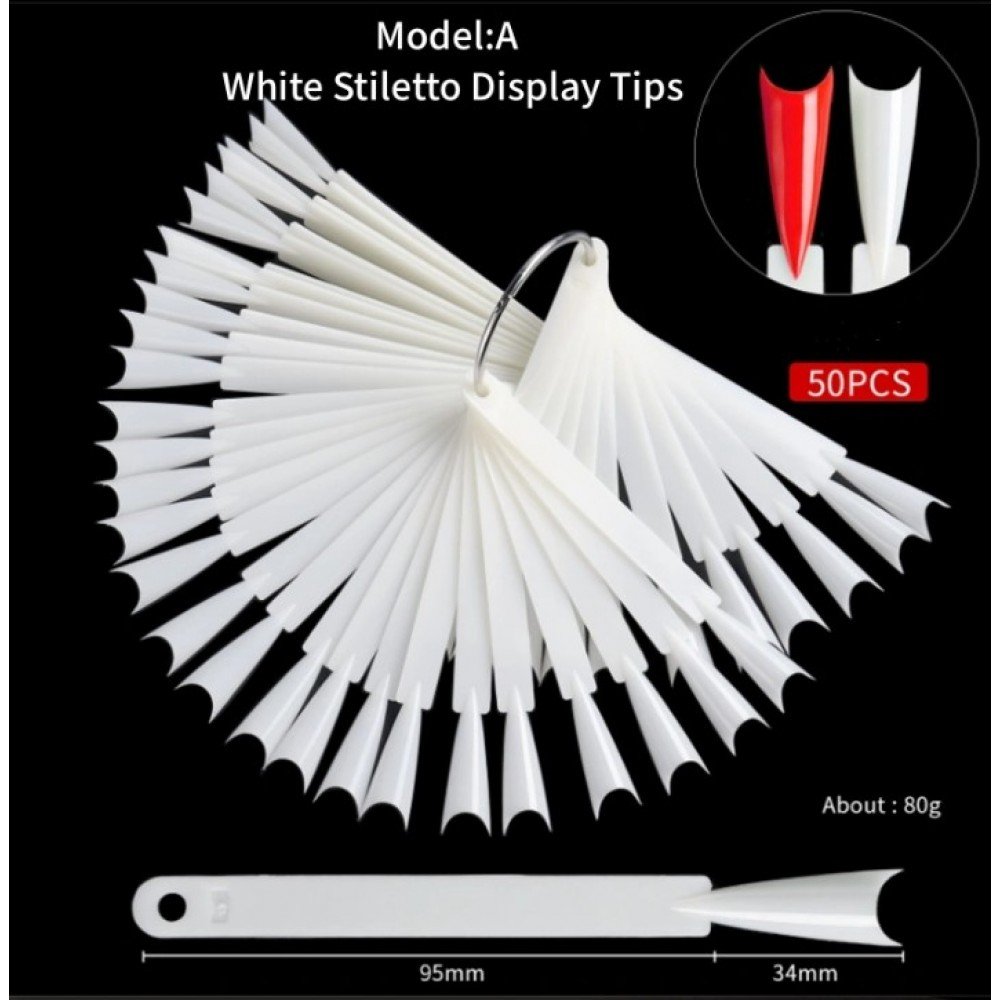 32789-1000x1000-1 Δειγματολόγιο Νυχιών Σε Κρίκο Stiletto White A 50Pcs - Image 1