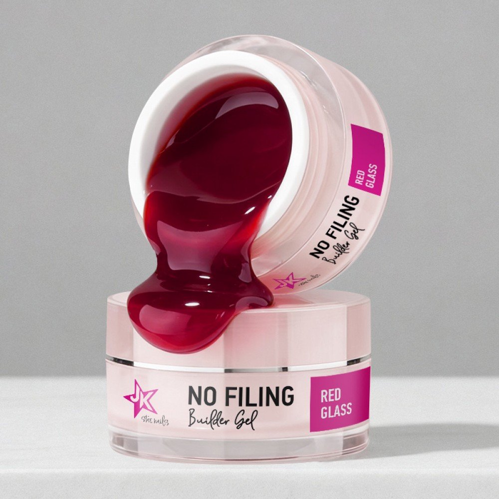 37950-1000x1000-1 J.K No Filing Builder Gel Red Glass 15ml - Image 1